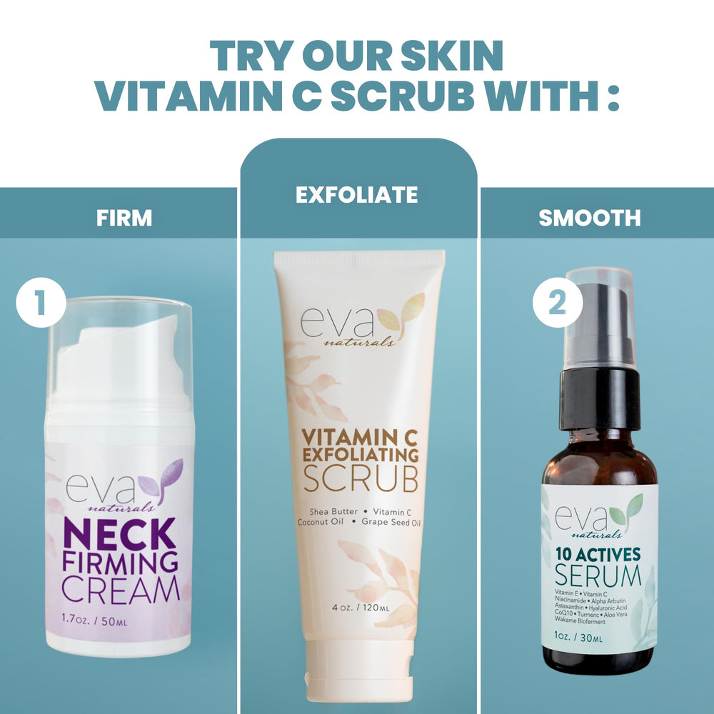 Rituel beauté quotidien du Eva Naturals Vitamine C Scrub peau lumineuse