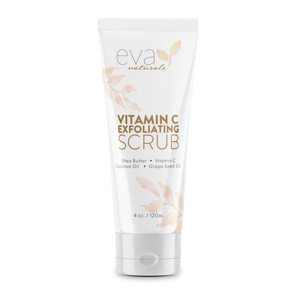 Eva Naturals Vitamine C Scrub visuel bouteille prête pour routine hydratante