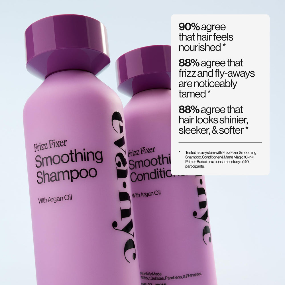 Après lavage, coiffage facilité avec le shampoing Eva NYC anti-frisottis.