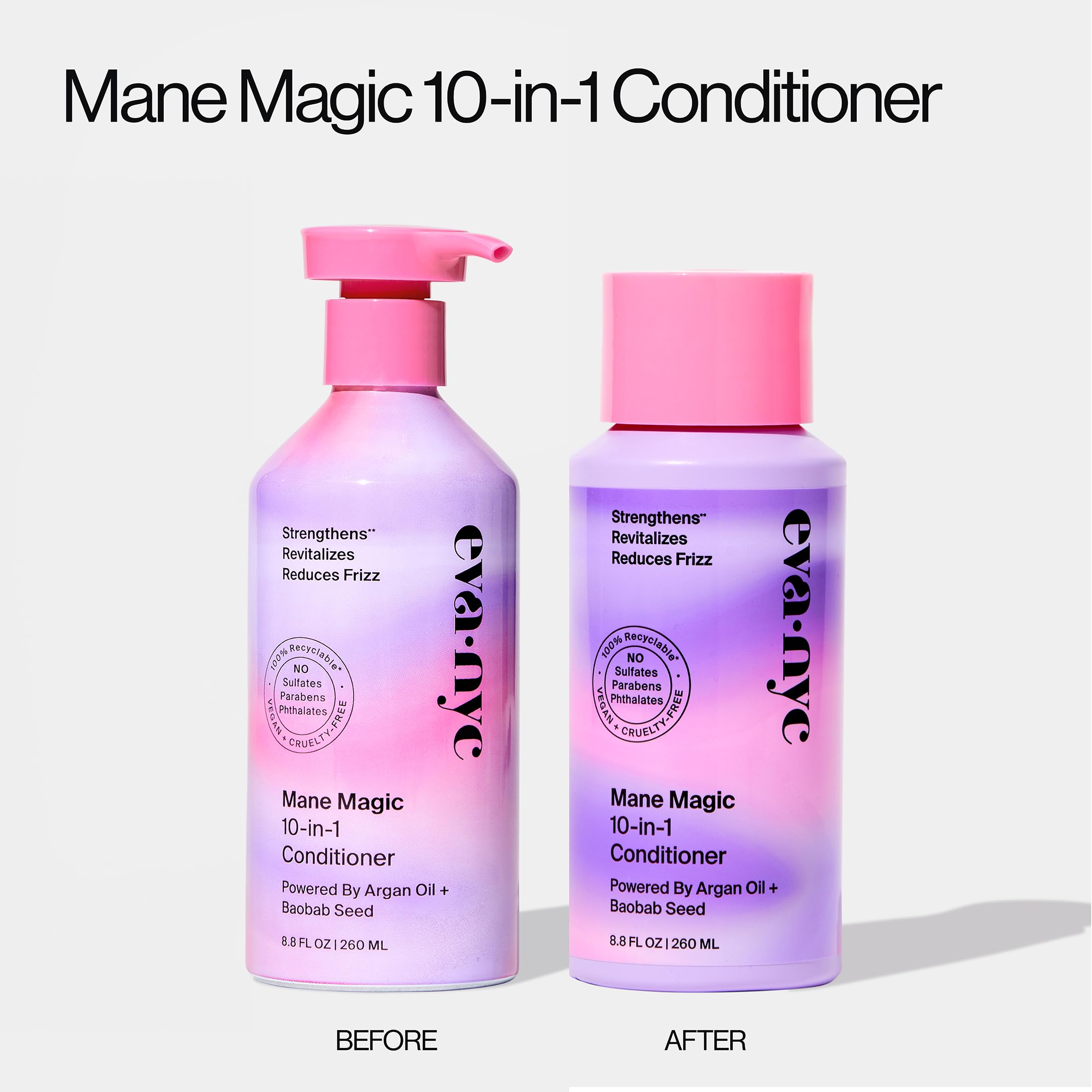Eva NYC Mane Magic: flacon sans sulfates et formule vegan respectueuse des cheveux.