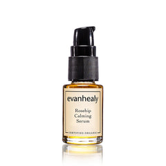 Sérum Evanhealy à la rose musquée, bouteille élégante pour apaiser les irritations.
