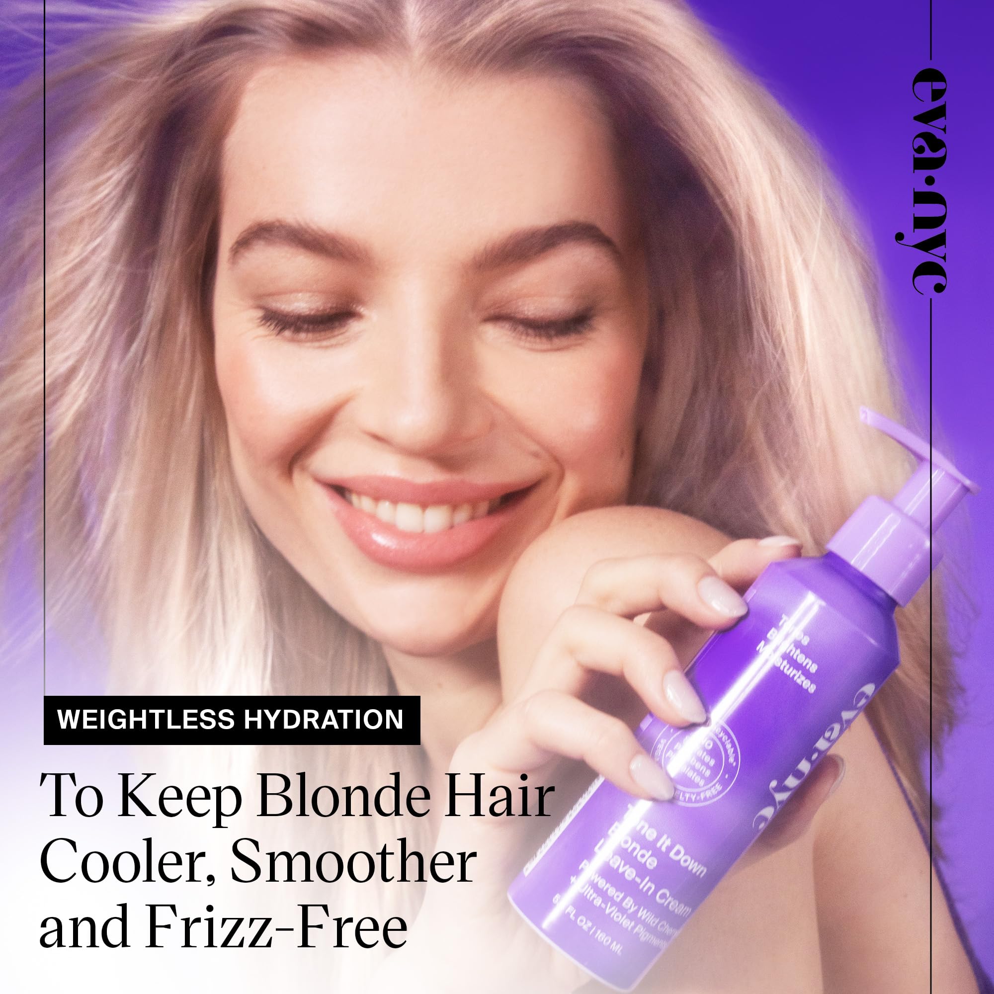 EVANYC pigments violets neutralisent les reflets jaunes pour un blond frais.