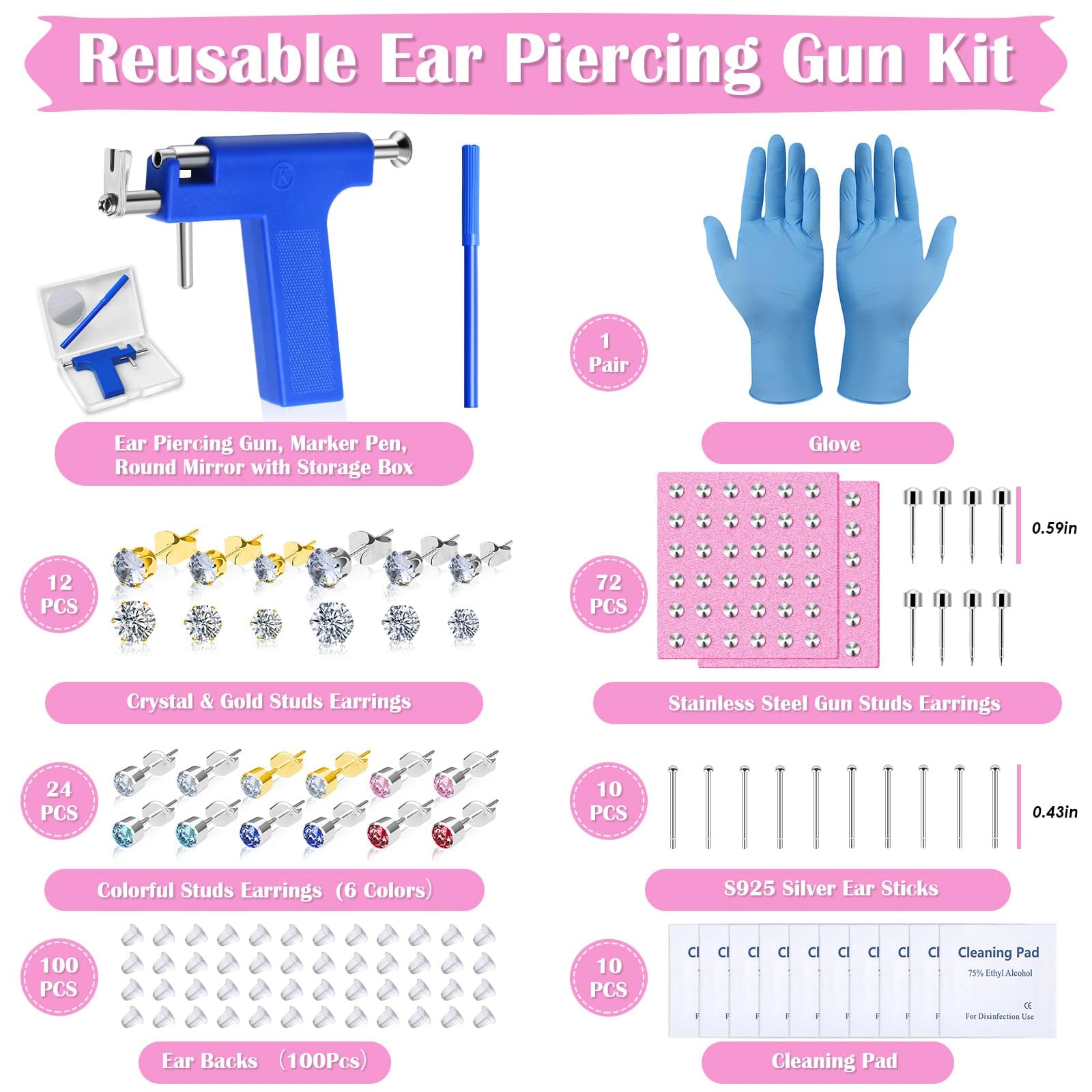 Piercings colorés Evatage pour varier les styles et les tenues.
