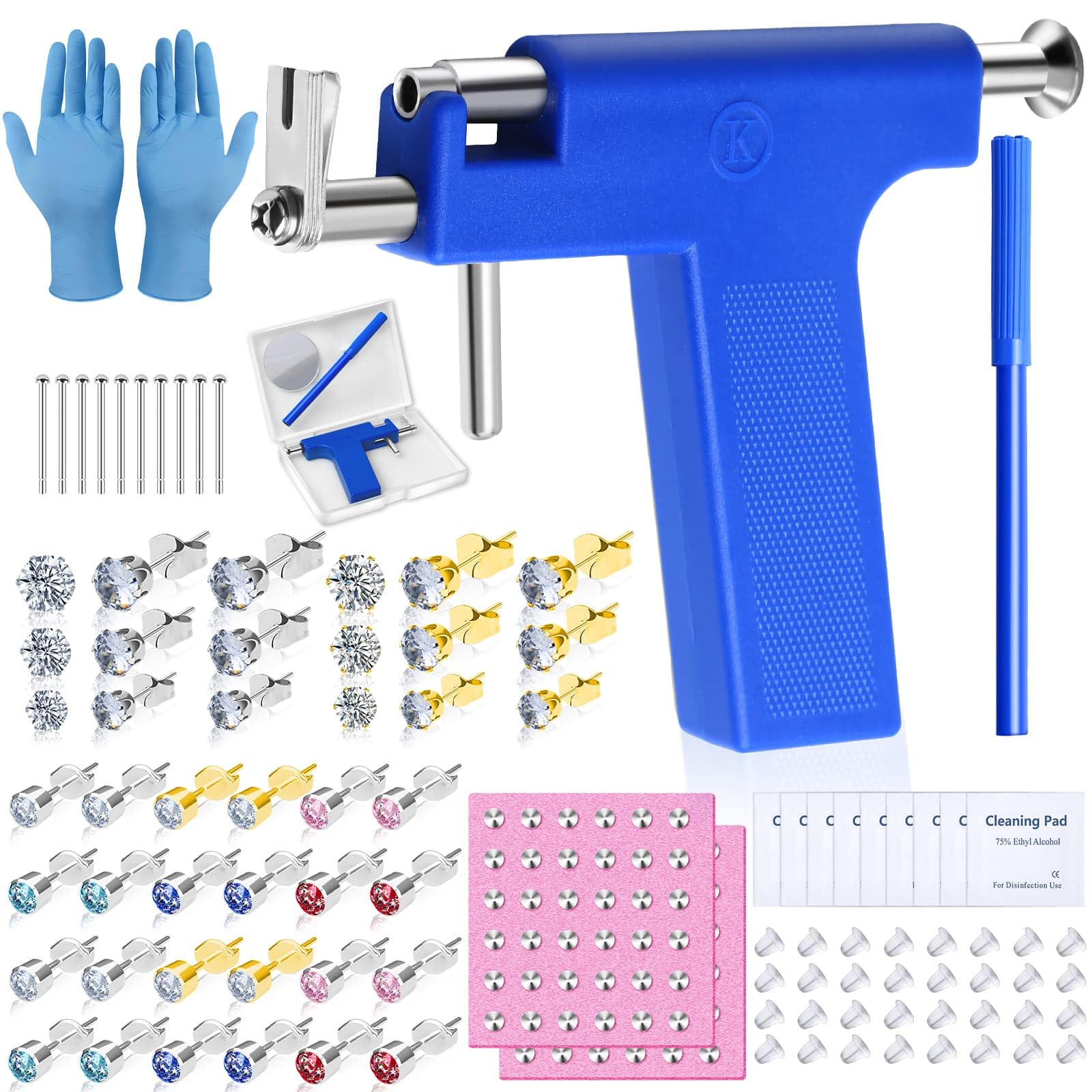 Pistolet de piercing Evatage bleu, précision et simplicité d’utilisation.