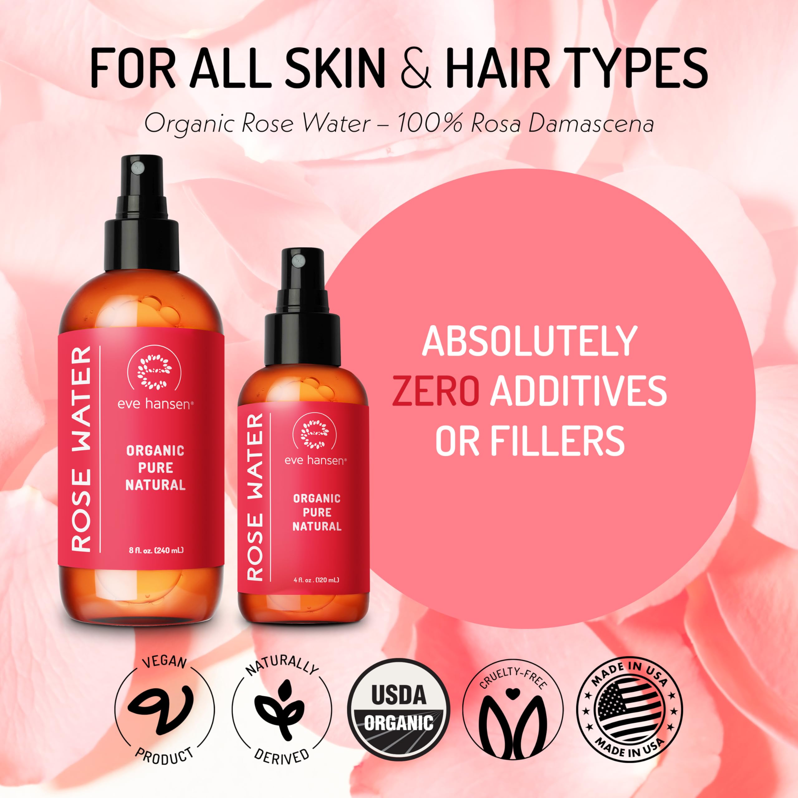 Eve Hansen Eau de Rose : fixateur de maquillage léger pour une tenue naturelle.