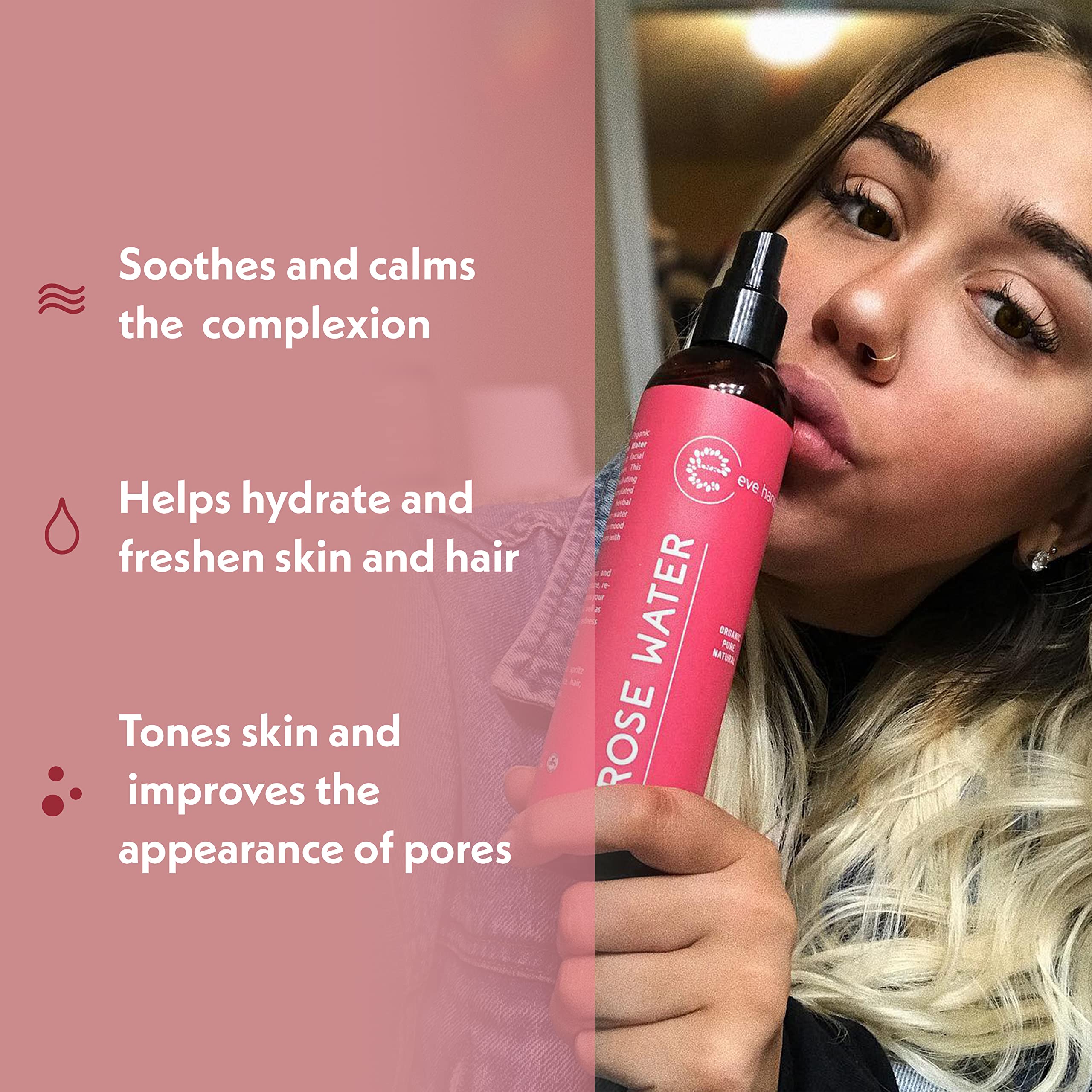 Eve Hansen Eau de Rose : brume visage tonifiante pour un teint frais.