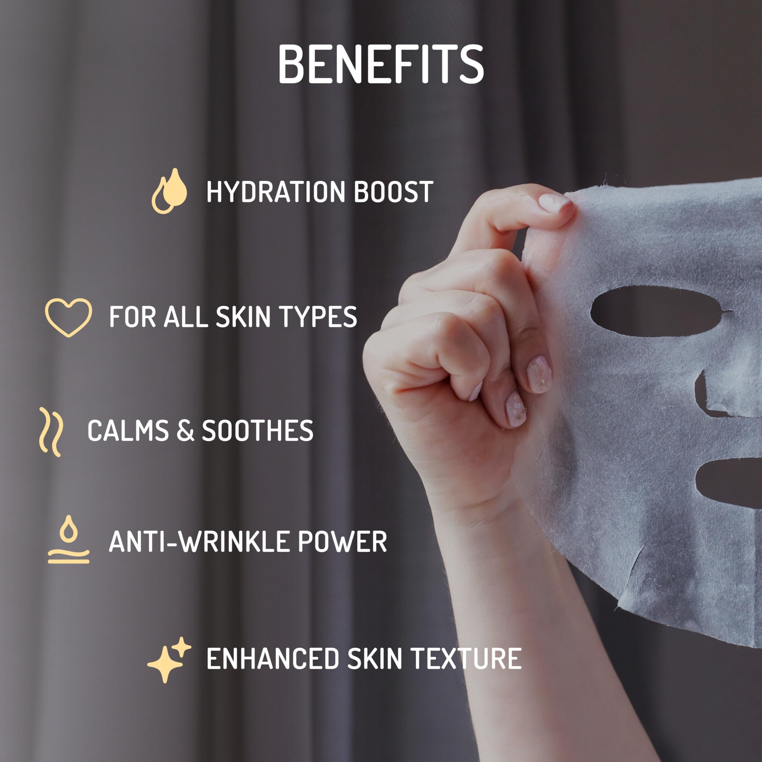 Masque Eve Hansen imbibé d'acide hyaluronique pour hydratation rapide.
