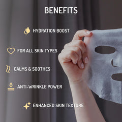 Masque Eve Hansen imbibé d'acide hyaluronique pour hydratation rapide.