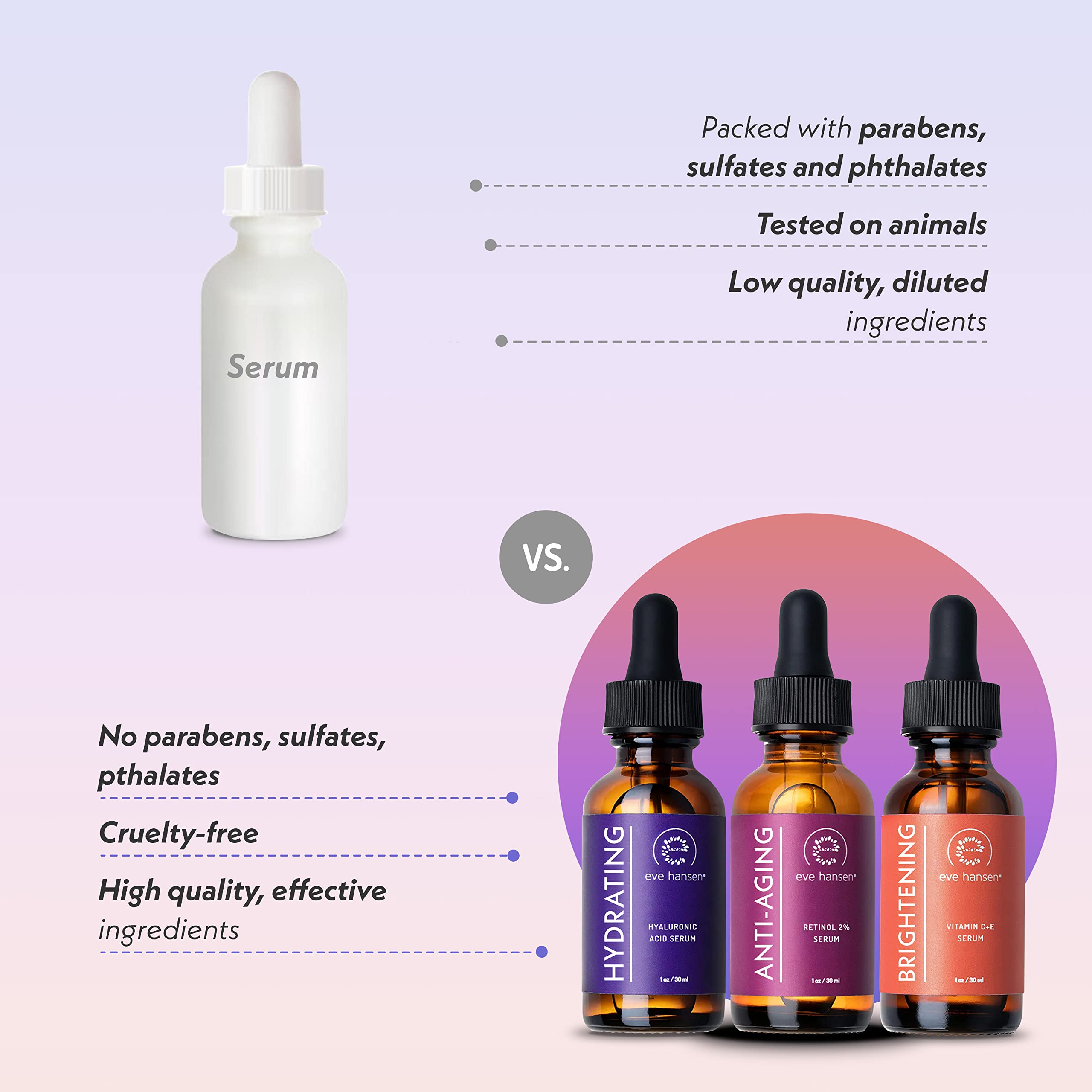 Application du sérum hyaluronique Eve Hansen – peau bien hydratée.