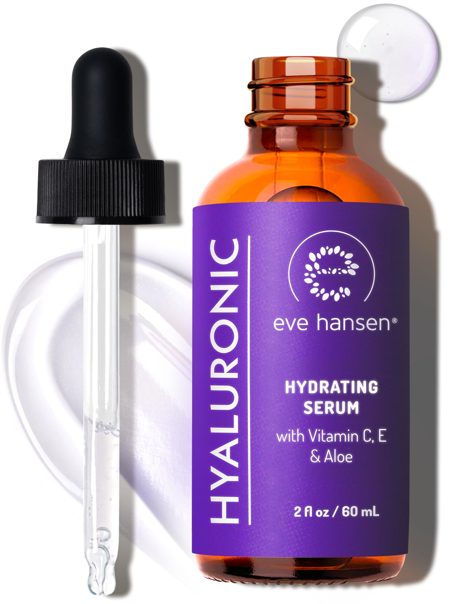 Sérum Eve Hansen à l'hyaluronique dans sa bouteille, hydratation ciblée du visage