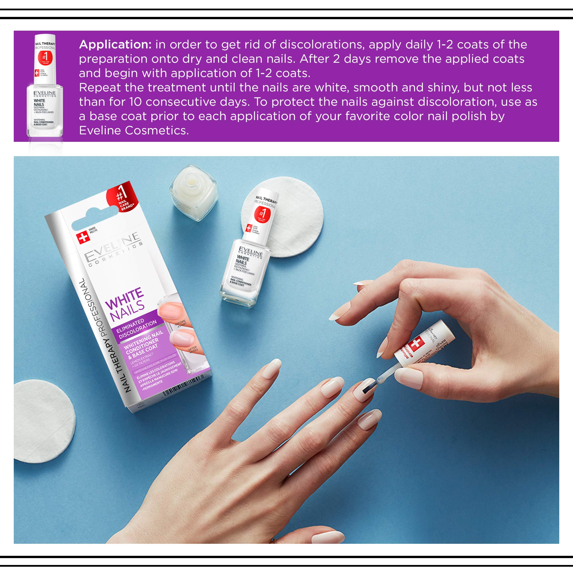 Idéal sous vernis foncé grâce à la protection et à la base Eveline 3 en 1