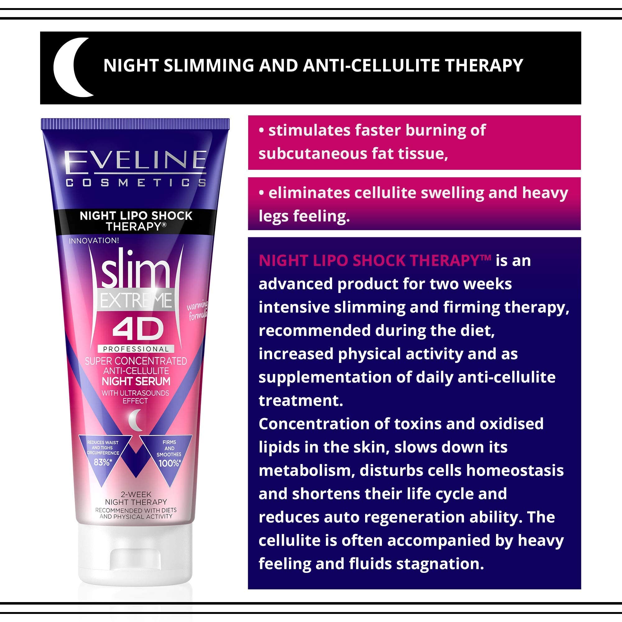 EVELINE COSMETICS Slim Extreme 4D bouteille-nocturne permet une utilisation nocturne pratique.