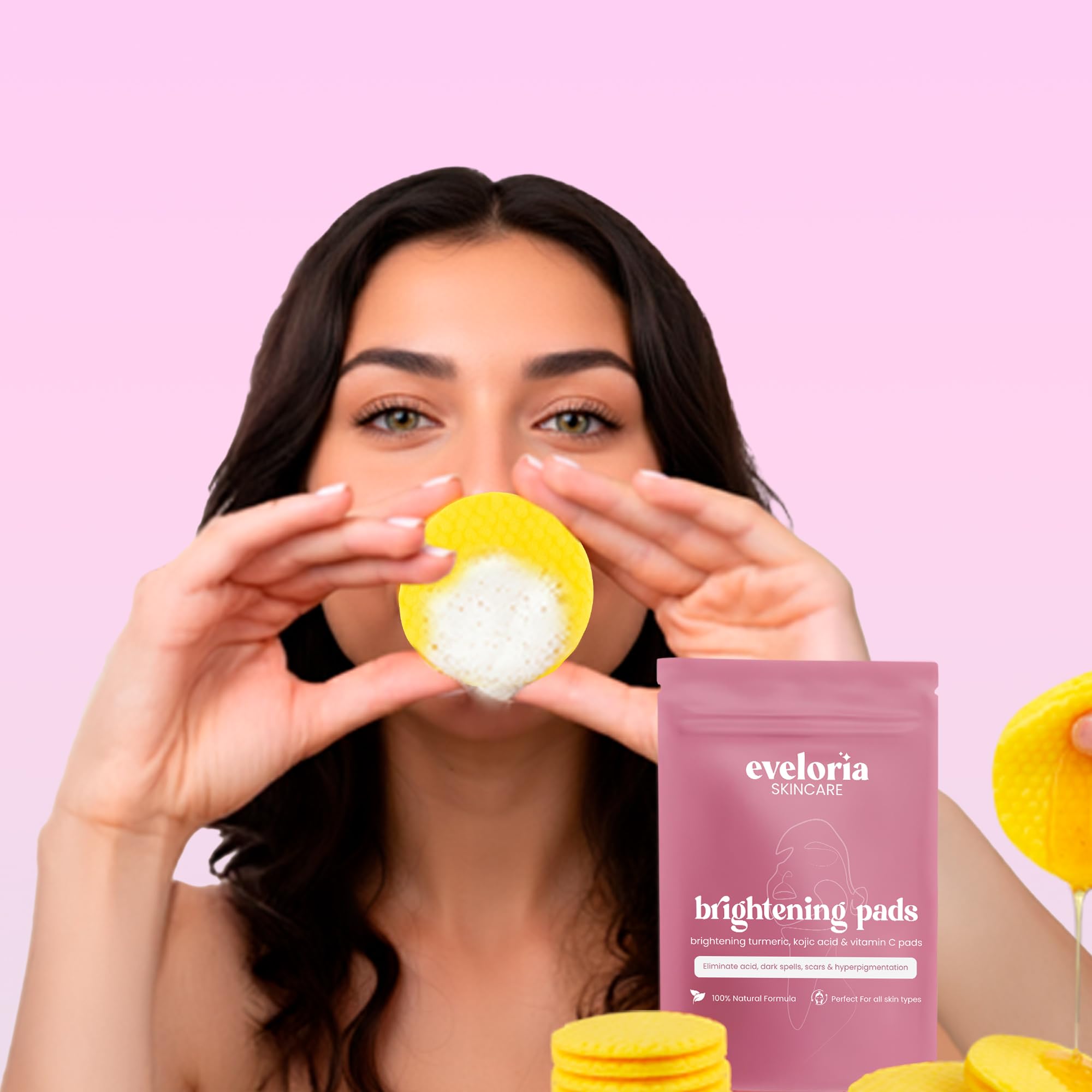 Application des tampons Eveloria sur le visage pour un usage rapide