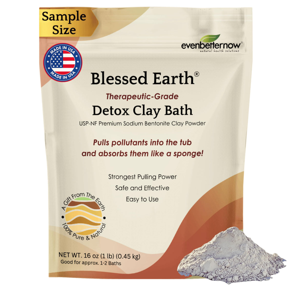 Evenbetternow Blessed Earth argile detox bain – poudre prête à dissoudre pour un bain purifiant et apaisant