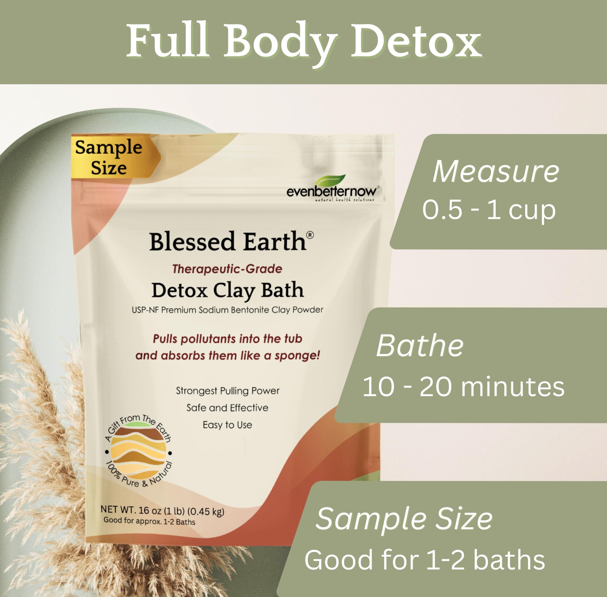 Evenbetternow Blessed Earth argile detox bain – utilisation corps-pieds-visage pour routine bien-être