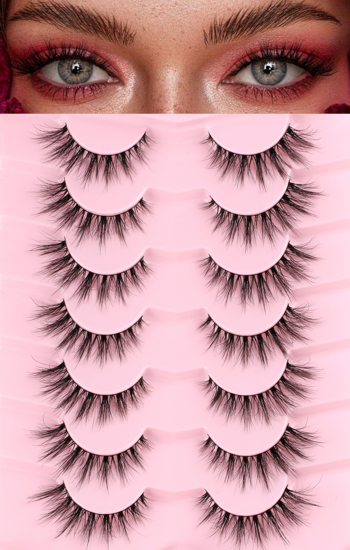 Cils EVENTILL avec effet œil-de-chat pour un regard naturel et élégant.