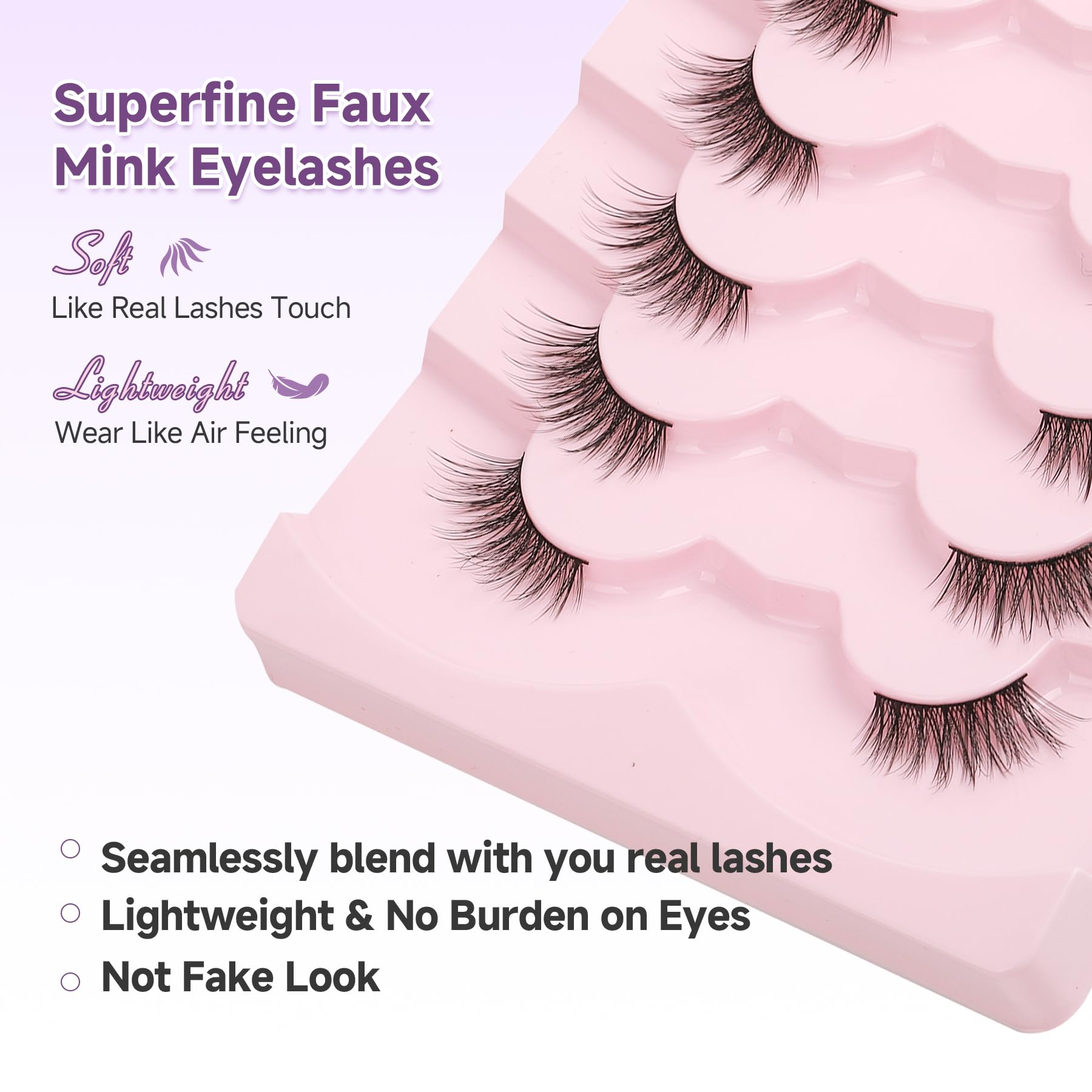 EVENTILL ensemble de sept paires de faux cils vegan et réutilisables