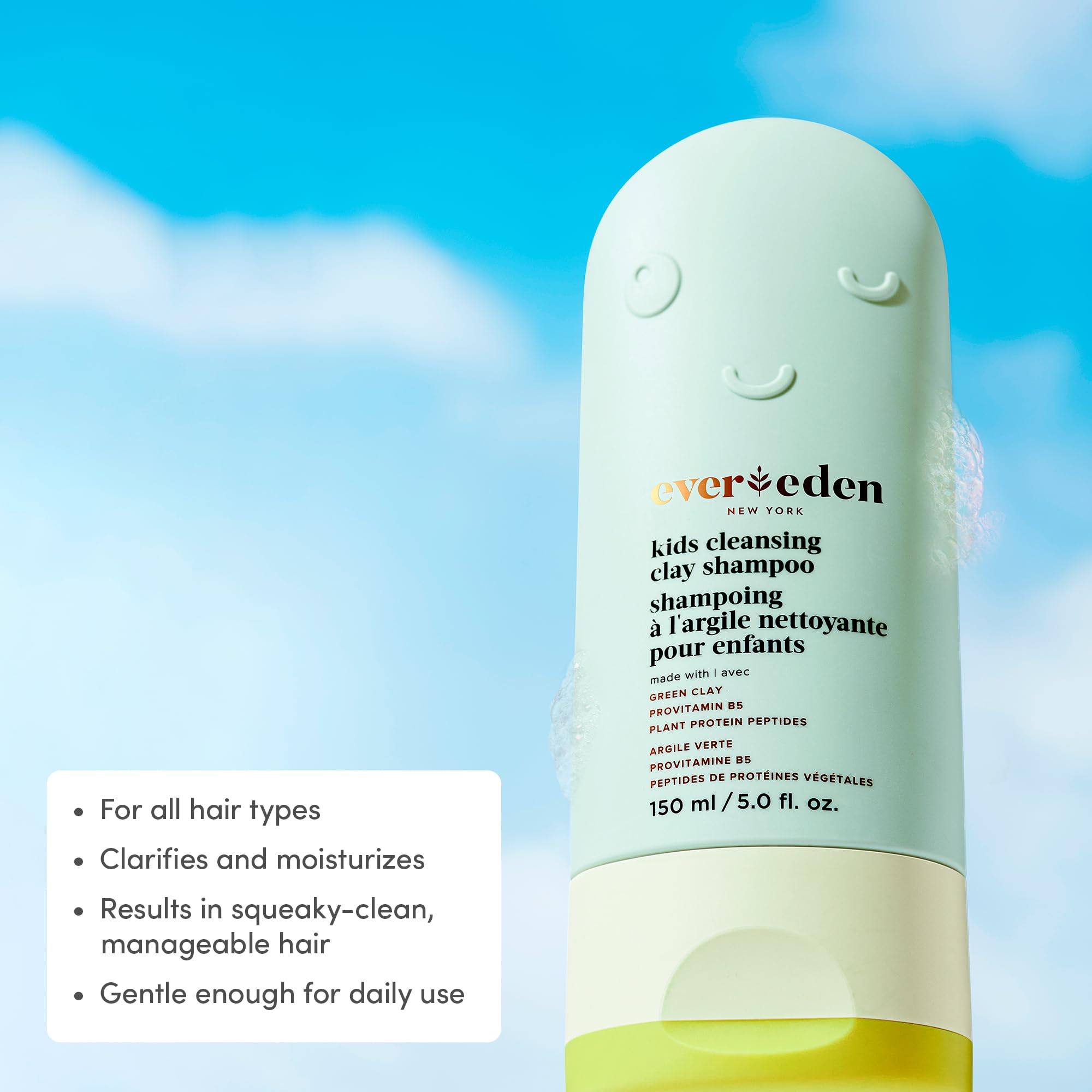 Evereden kaolin: nettoie en douceur les cheveux d'enfant grâce à l'argile naturelle.