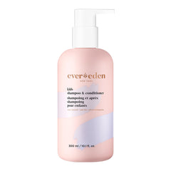 Evereden Kids 2-en-1 Peche Fraiche – bouteille claire, douceur capillaire au quotidien.