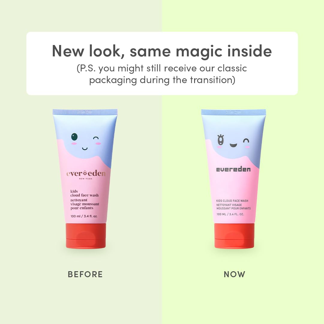 Evereden Kids Cloud Face Wash texture nuage crèmeuse pour nettoyage doux.