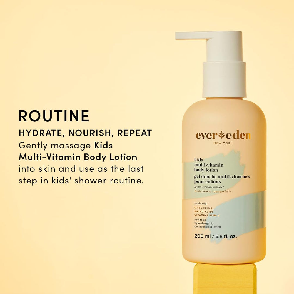 Kids applying Evereden lotion after bath