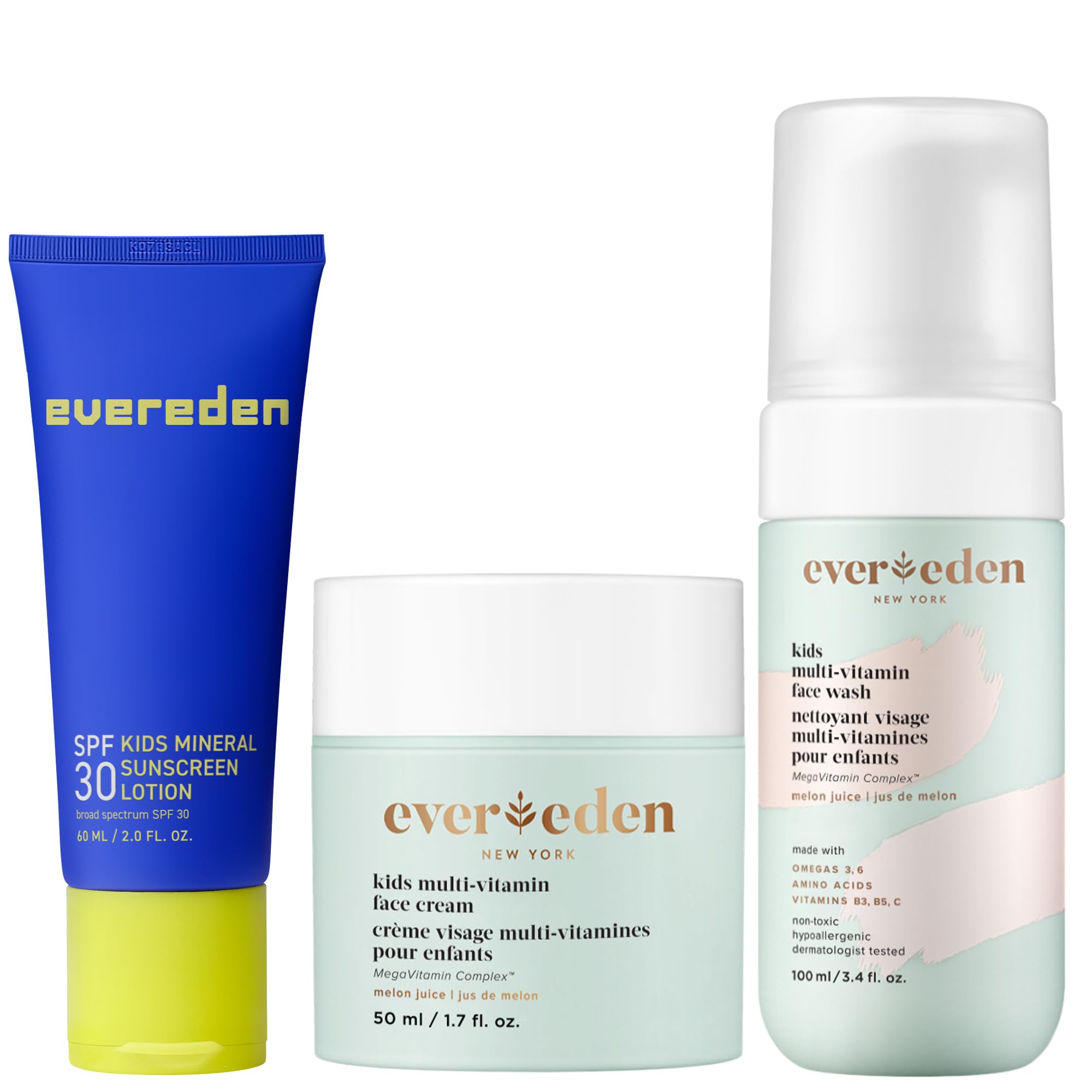Evereden nettoyant visage multi-vitamine: douceur et propreté pour la peau sensible des enfants.
