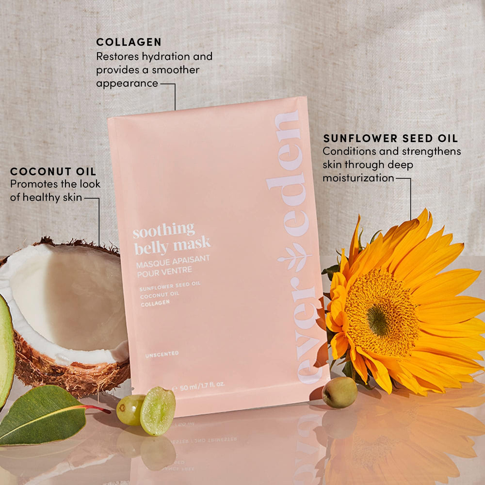 Evereden Masque Ventre contient superfood et vitamines pour la peau.