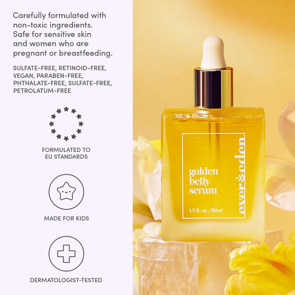 Evereden Sérum Ventre Doré — packaging élégant et pratique pour routine maternité.