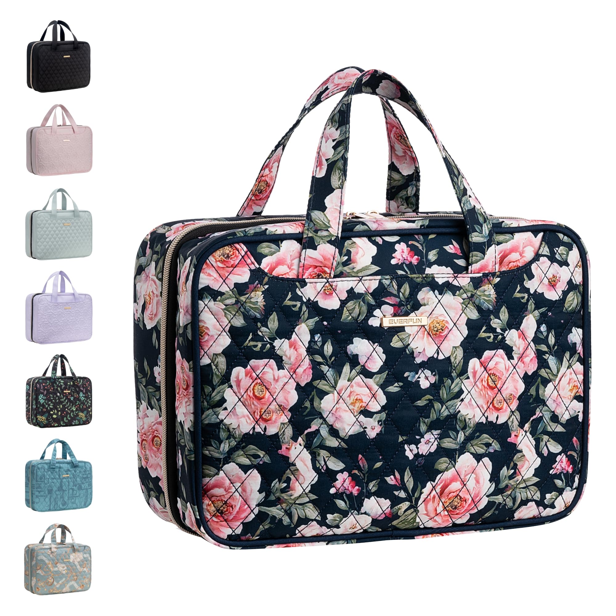 Everfun sac toilette suspendu montrant l’organisation pratique en voyage