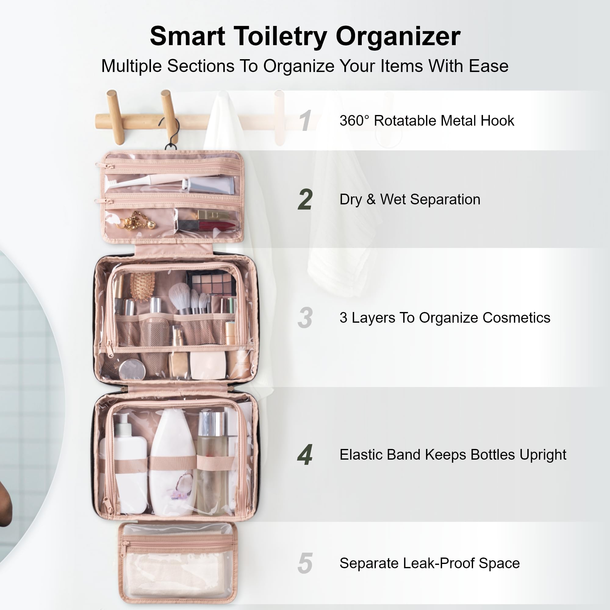 Everfun trousse-beaute compacte: quatre compartiments pour tout organiser efficacement