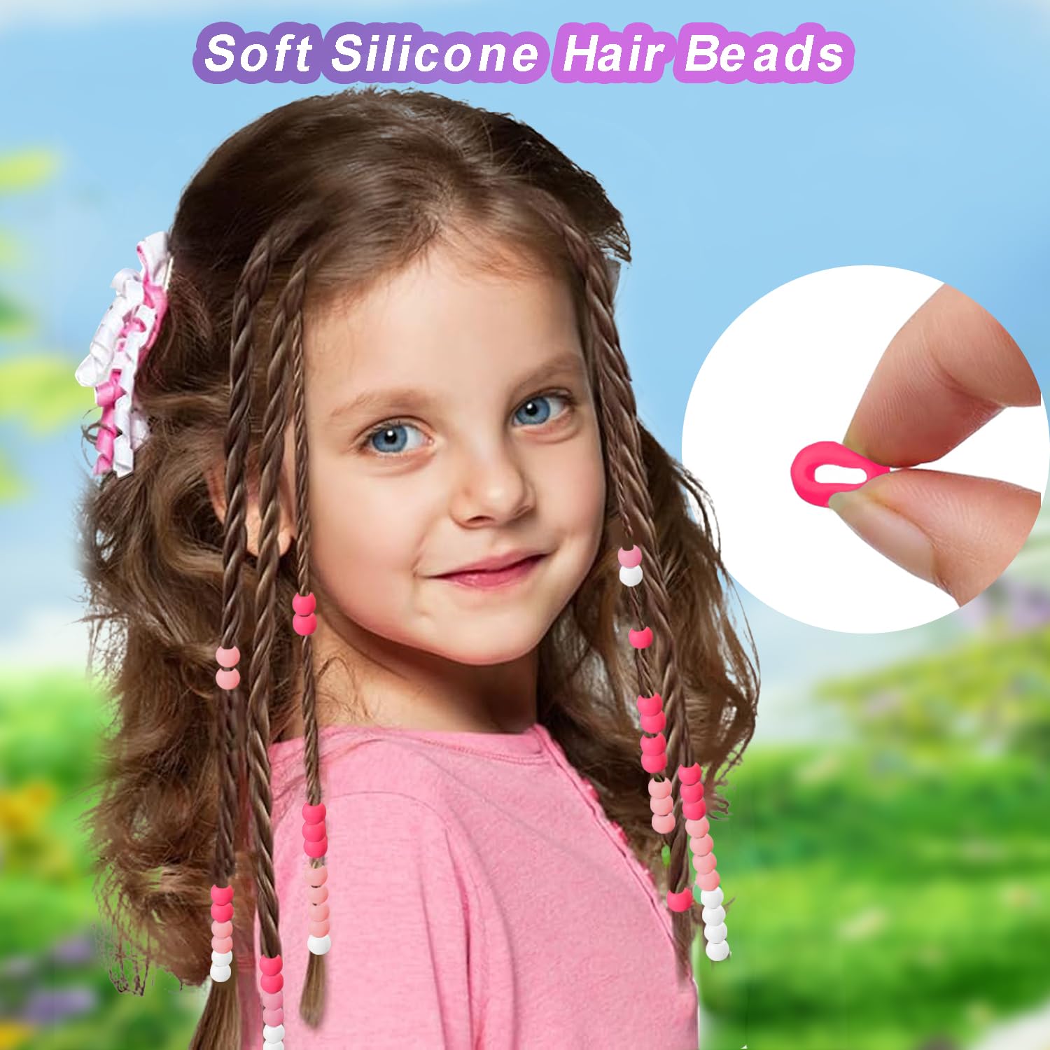 Everfunny perles silicone tresses pastel, légère et agréable à porter au quotidien.