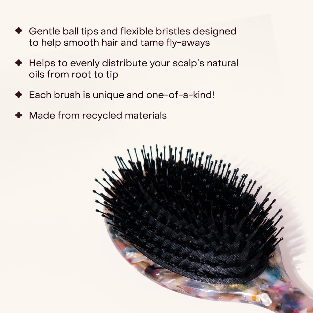 Brosse Everist démêle et coiffe pour un fini lisse et brillant.