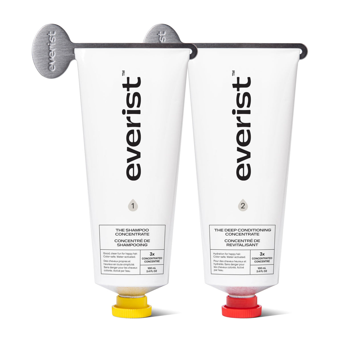 Everist Shampoing-Concentre: bouteille élégante prête pour hydratation et réparation.