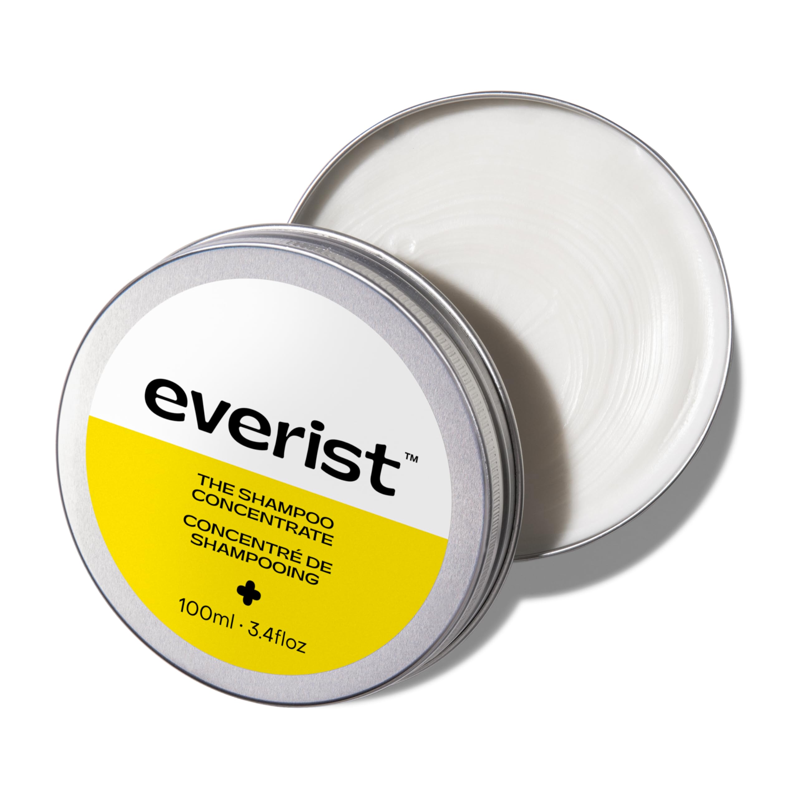 Everist Shampoo Concentrate dans sa boite métallique, soin hydratant durable.