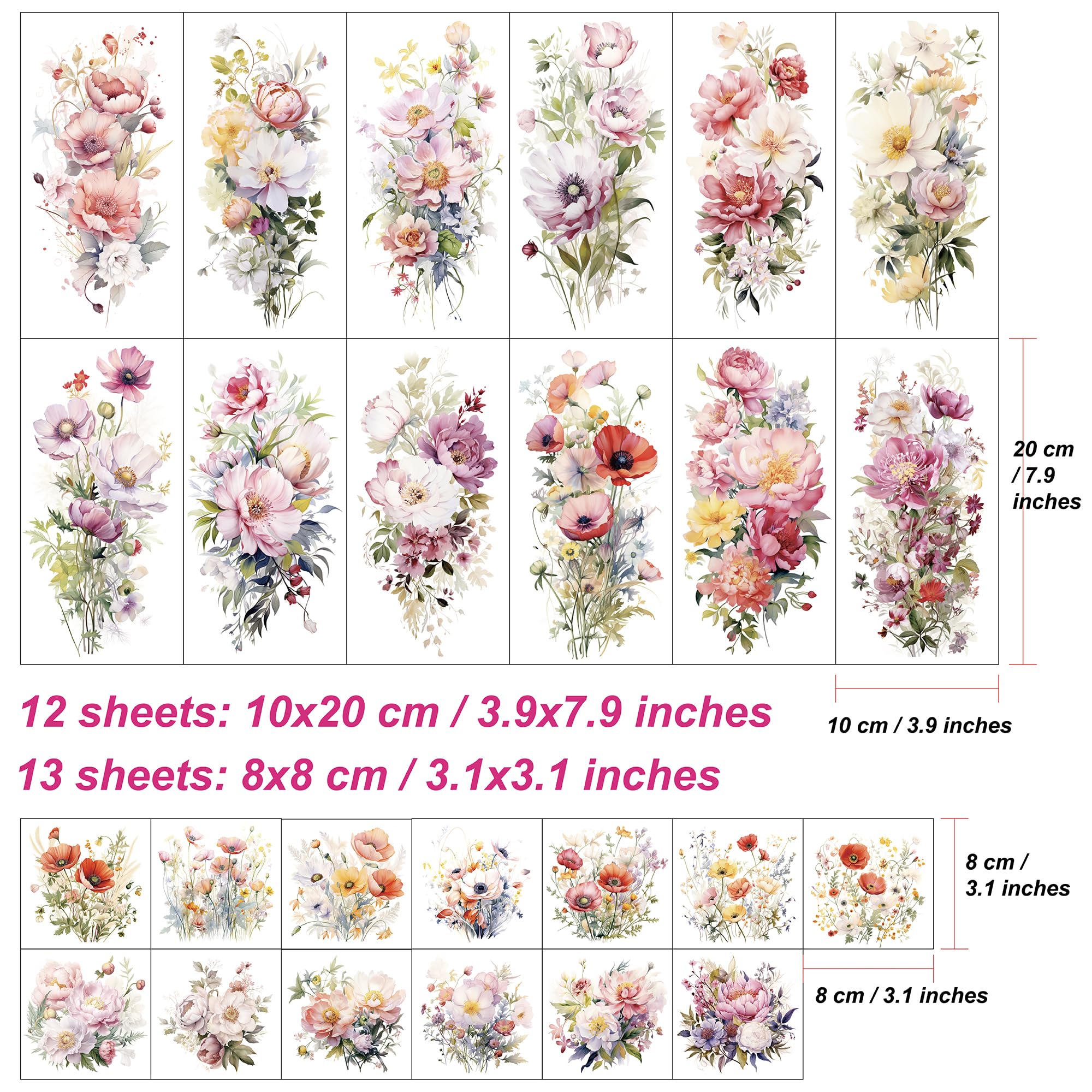 Everjoy tatouage fleurs aquarelle petites, détails délicats et retrait facile.