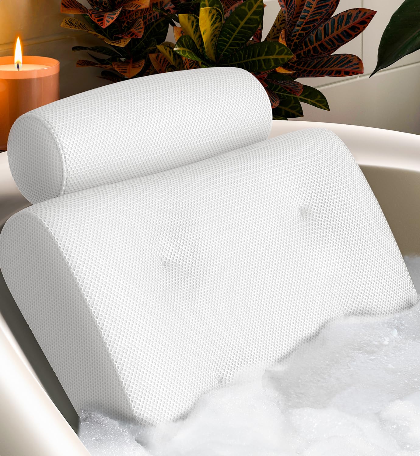 Coussin de bain Everlasting Comfort soutient tête et cou pour une détente confortable.