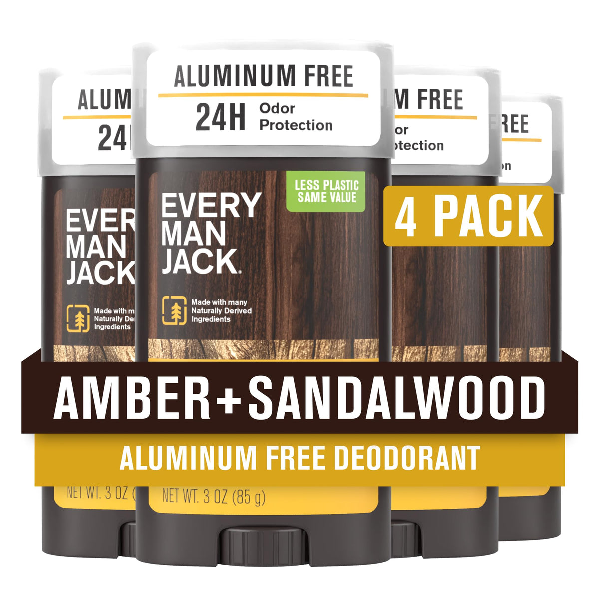 Every Man Jack Amber + Sandalwood déodorant : bouteille élégante pour une fraîcheur durable.
