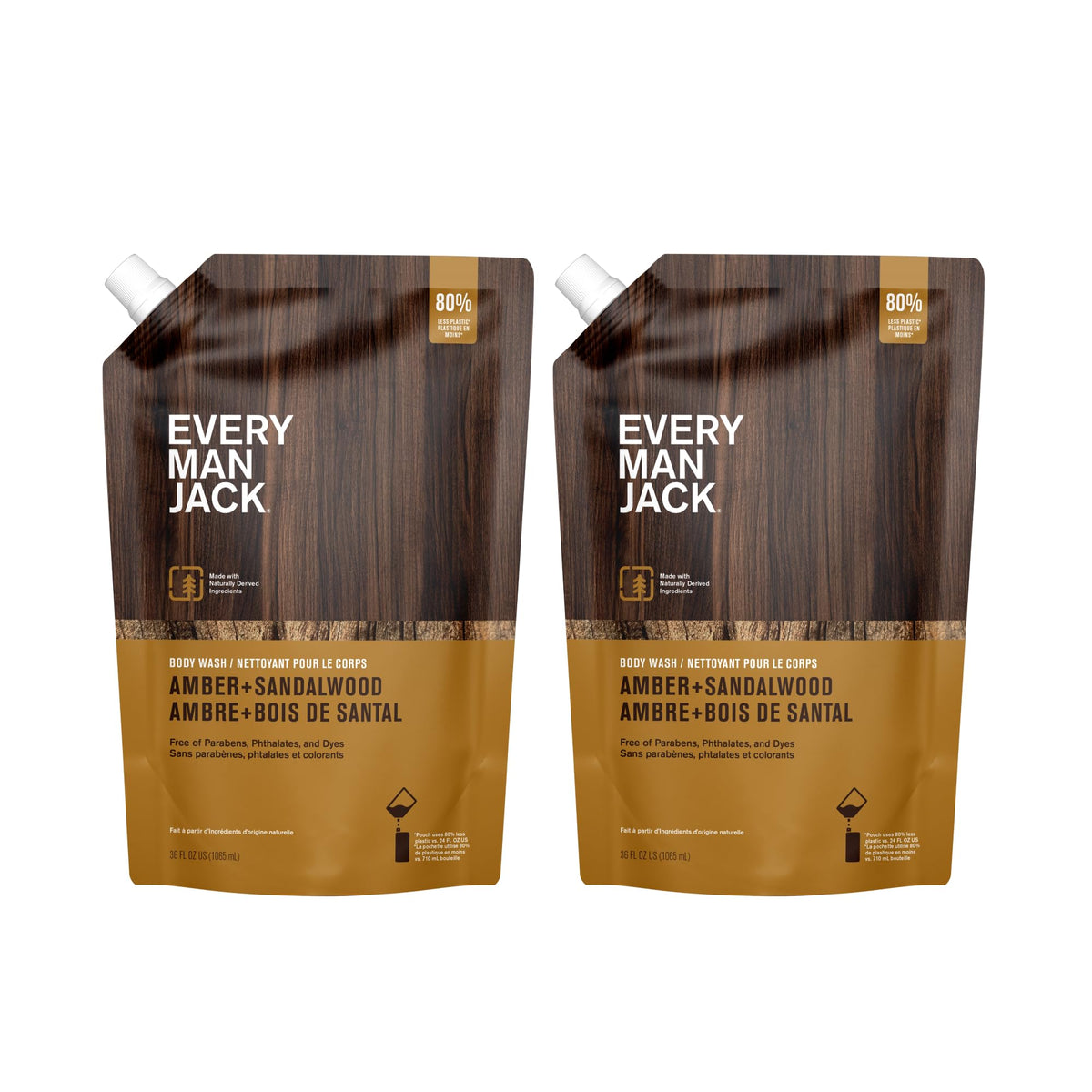 Every Man Jack Ambre et Santal – emballage refill pratique pour réduire les déchets