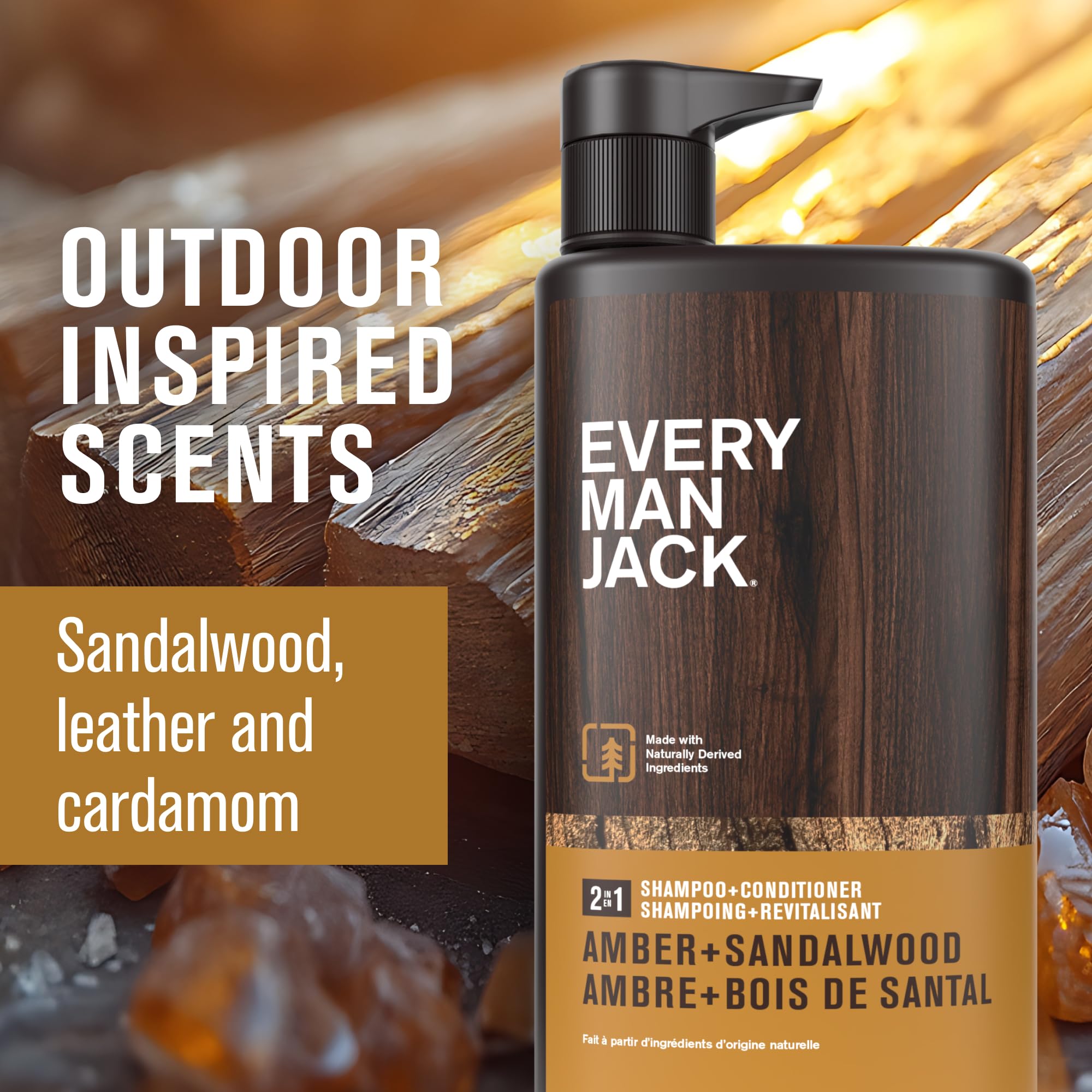Every Man Jack Ambre Santal – mousse riche pour lavage en douceur.