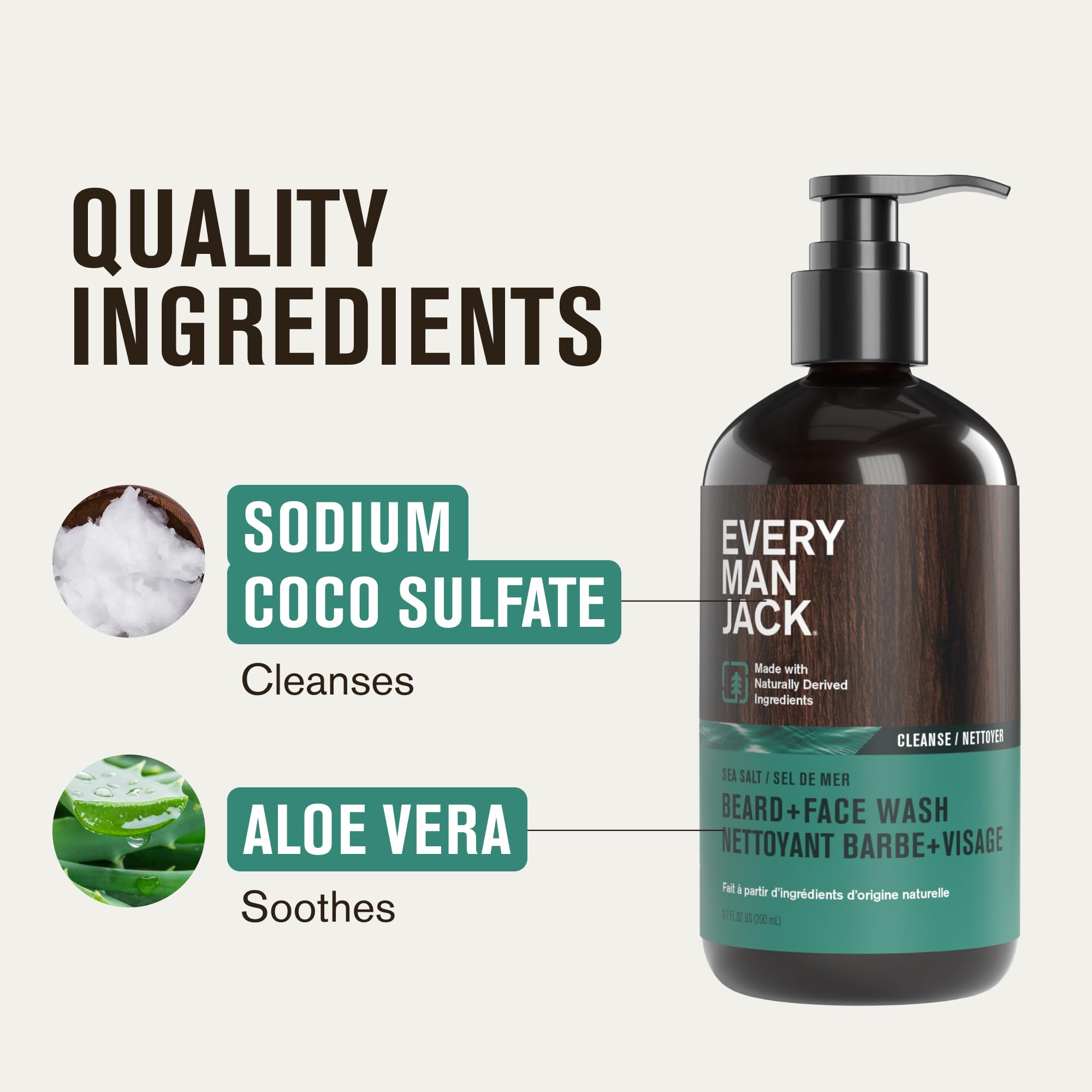 Ingrédients naturels à base de noix de coco et Aloé Vera pour une douceur.