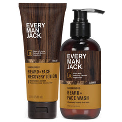 Every Man Jack Beard + Face Wash & Lotion set front bottle for convenient daily cleanse
