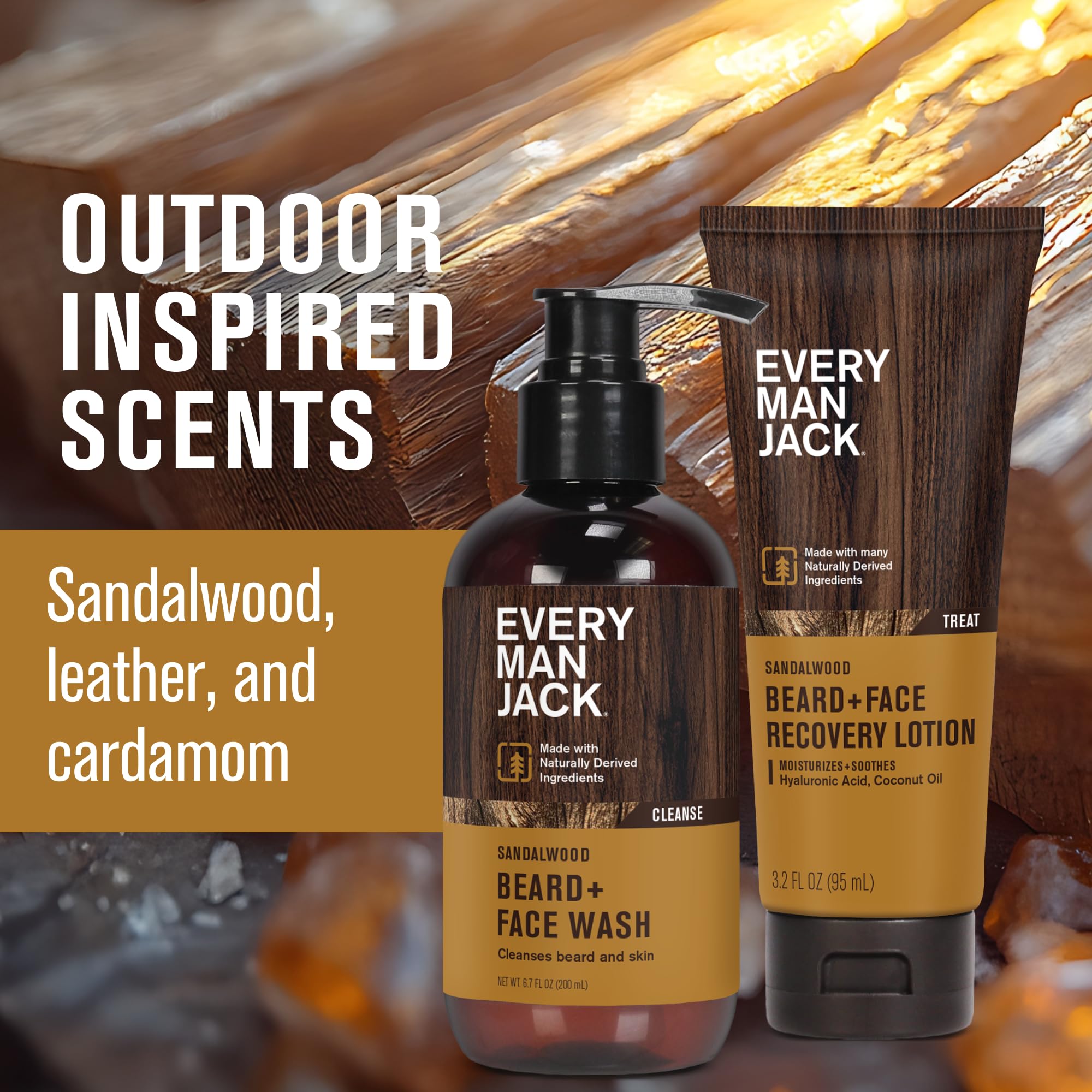 Packaging of the Beard + Face Wash & Lotion set highlights a simple beard and face routine