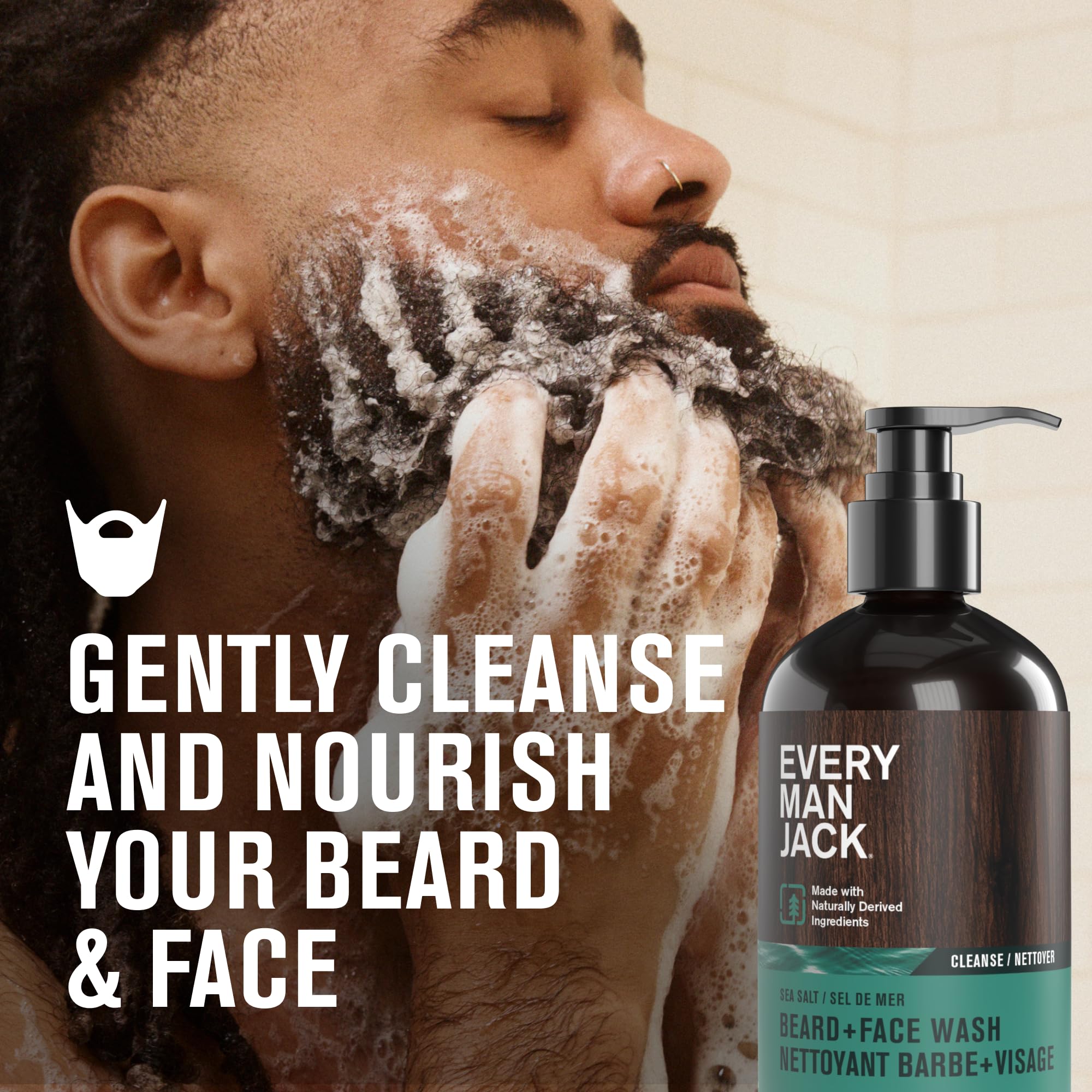 Texture mousse lavante légère pour barbe et visage.