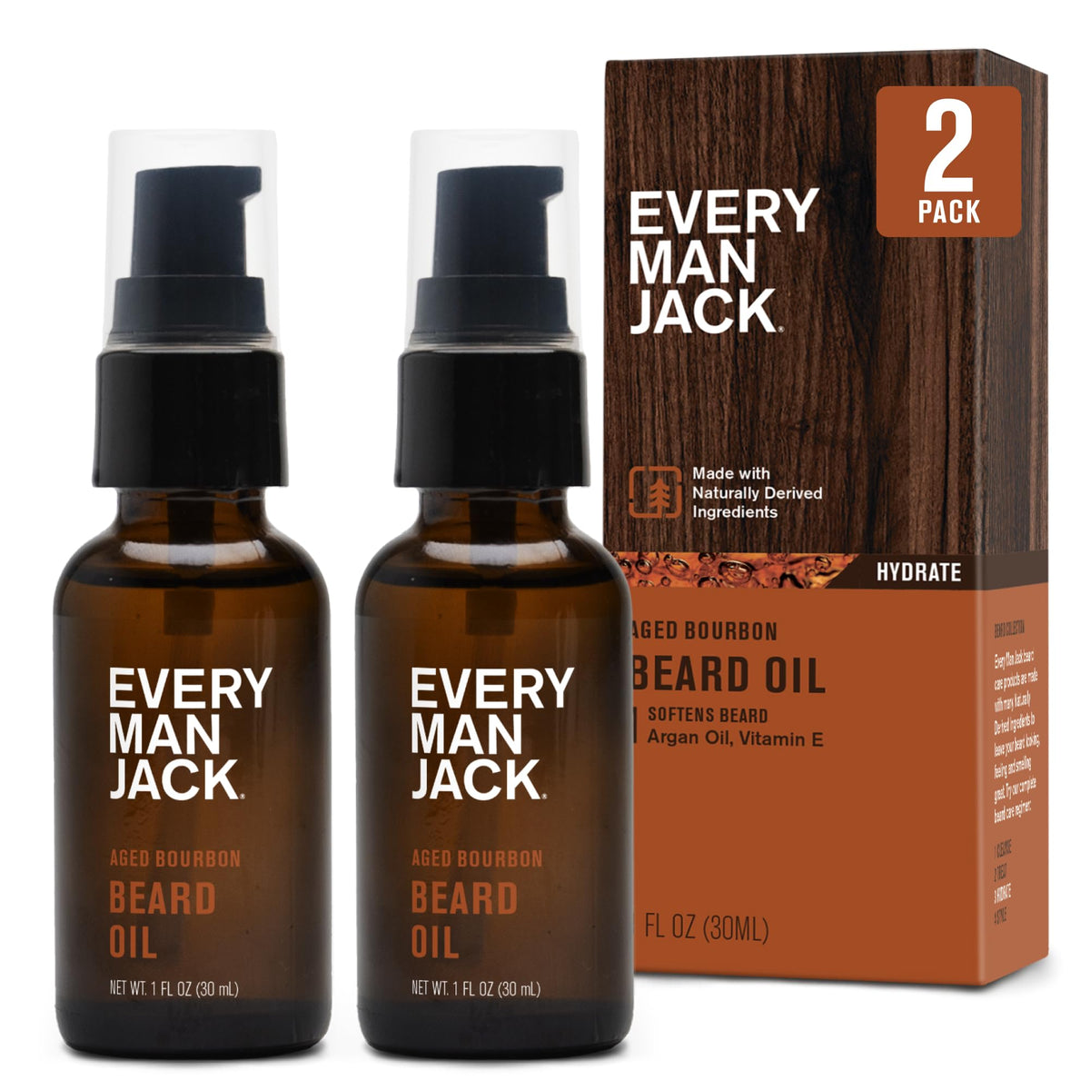 Every Man Jack Beard Oil Bourbon: bouteille élégante offrant une hydratation durable