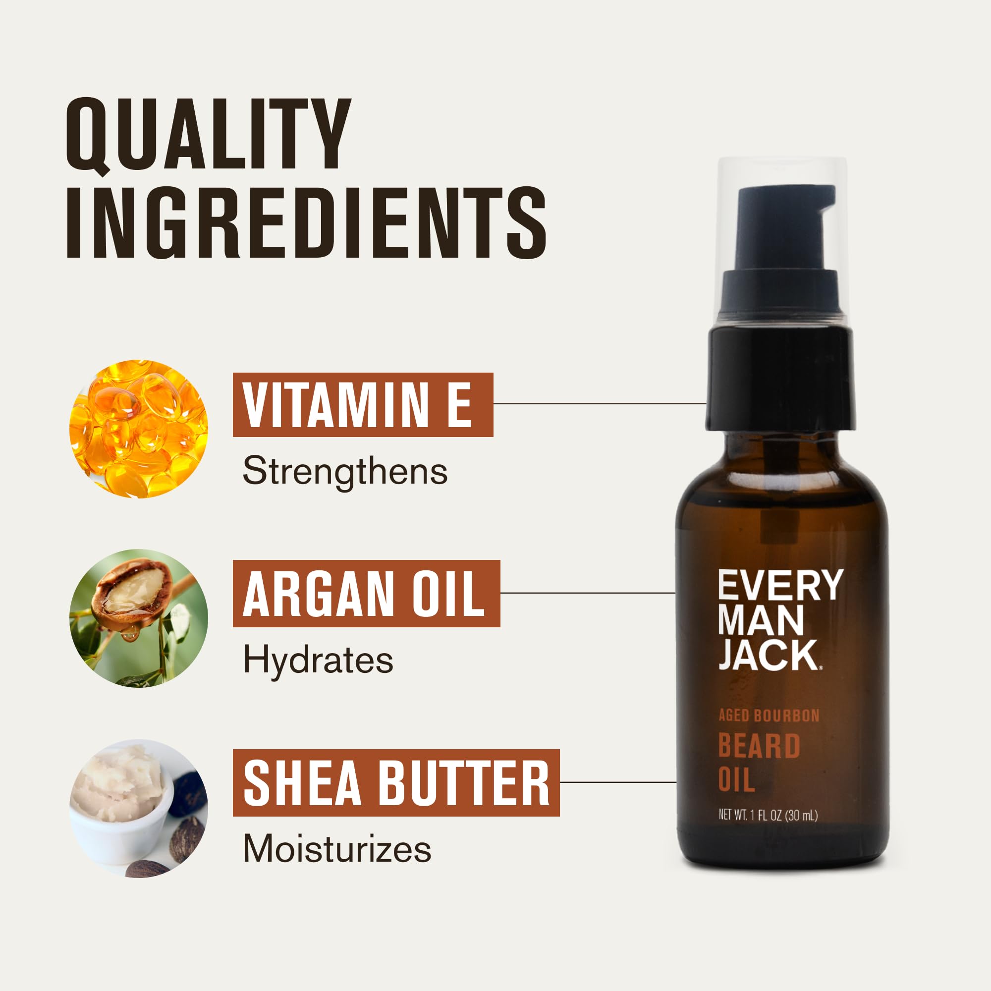 Ingrédients naturels de l'huile barbe bourbon pour nourrir et adoucir