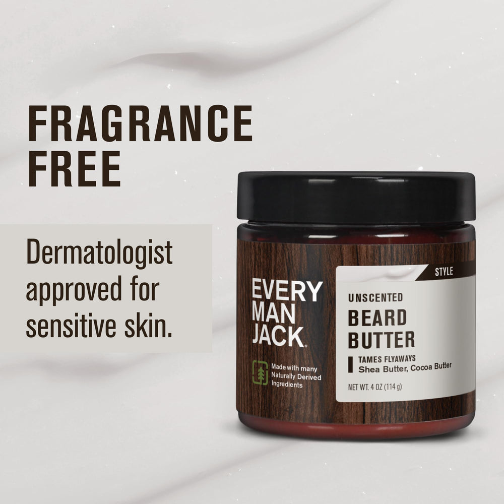 Barbe après application du beurre sans parfum Every Man Jack.