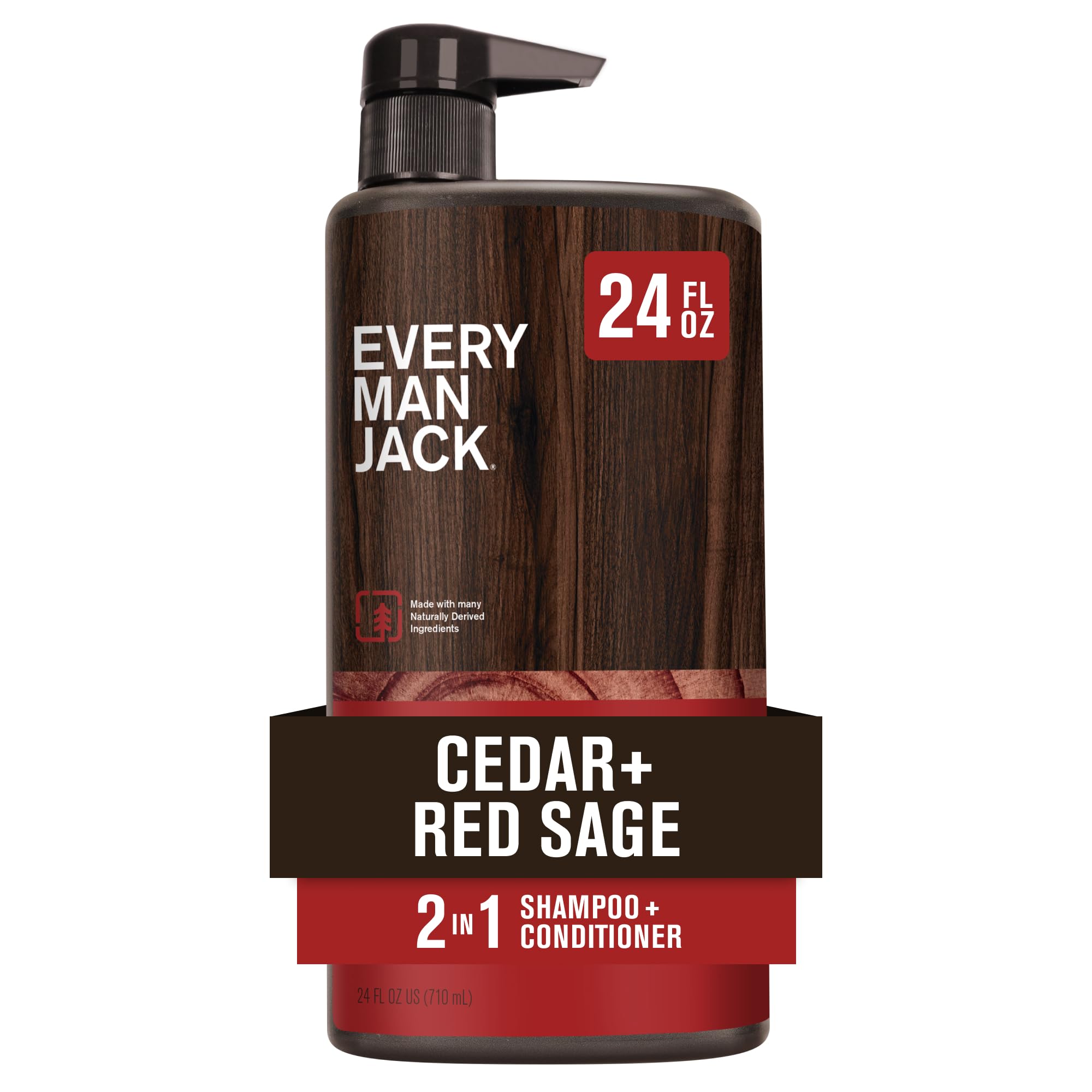 Bouteille Every Man Jack 2-en-1, soin quotidien des cheveux, arôme cèdre et sauge.