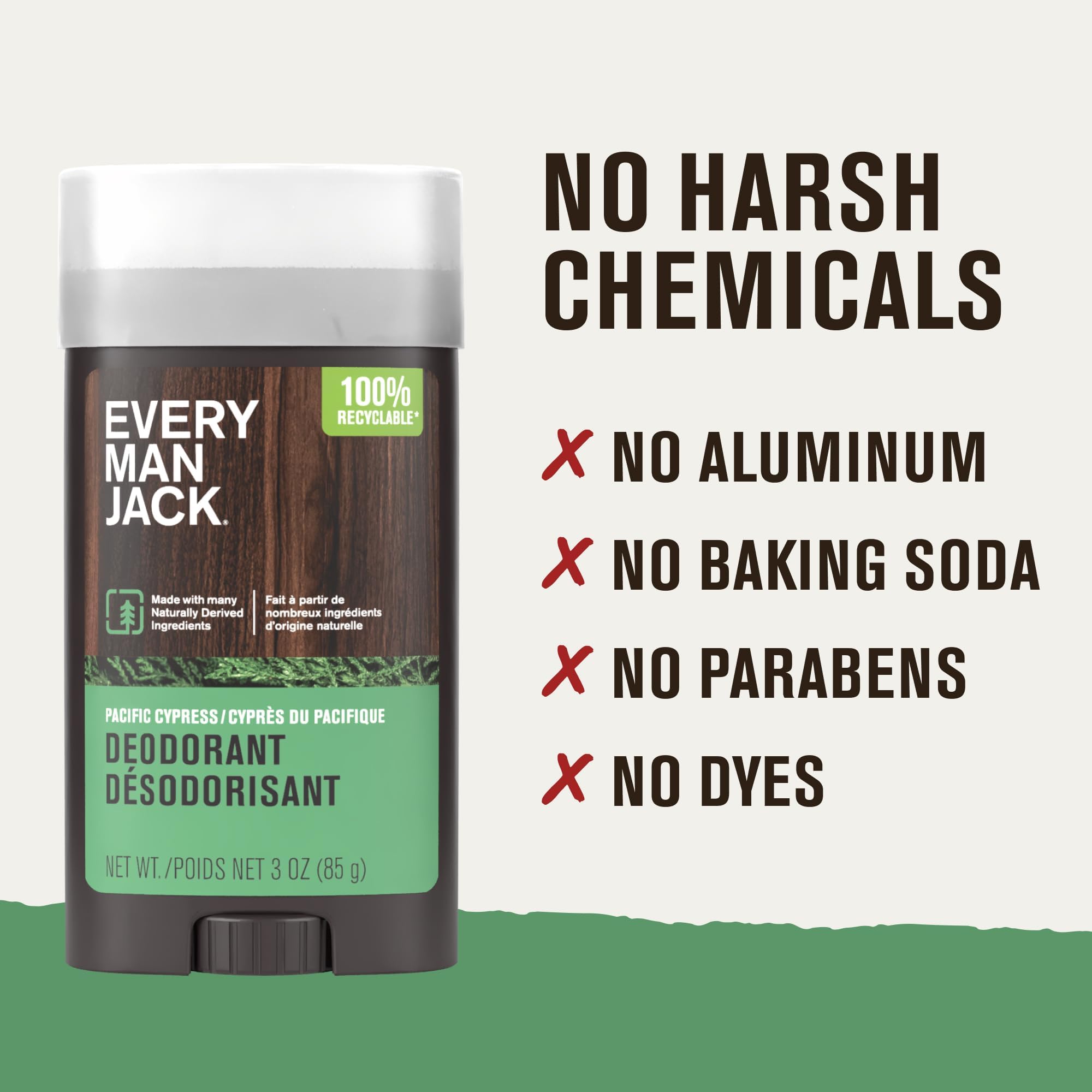 Every Man Jack Cèdre Pacifique – extrait de coton pour absorber l’humidité.