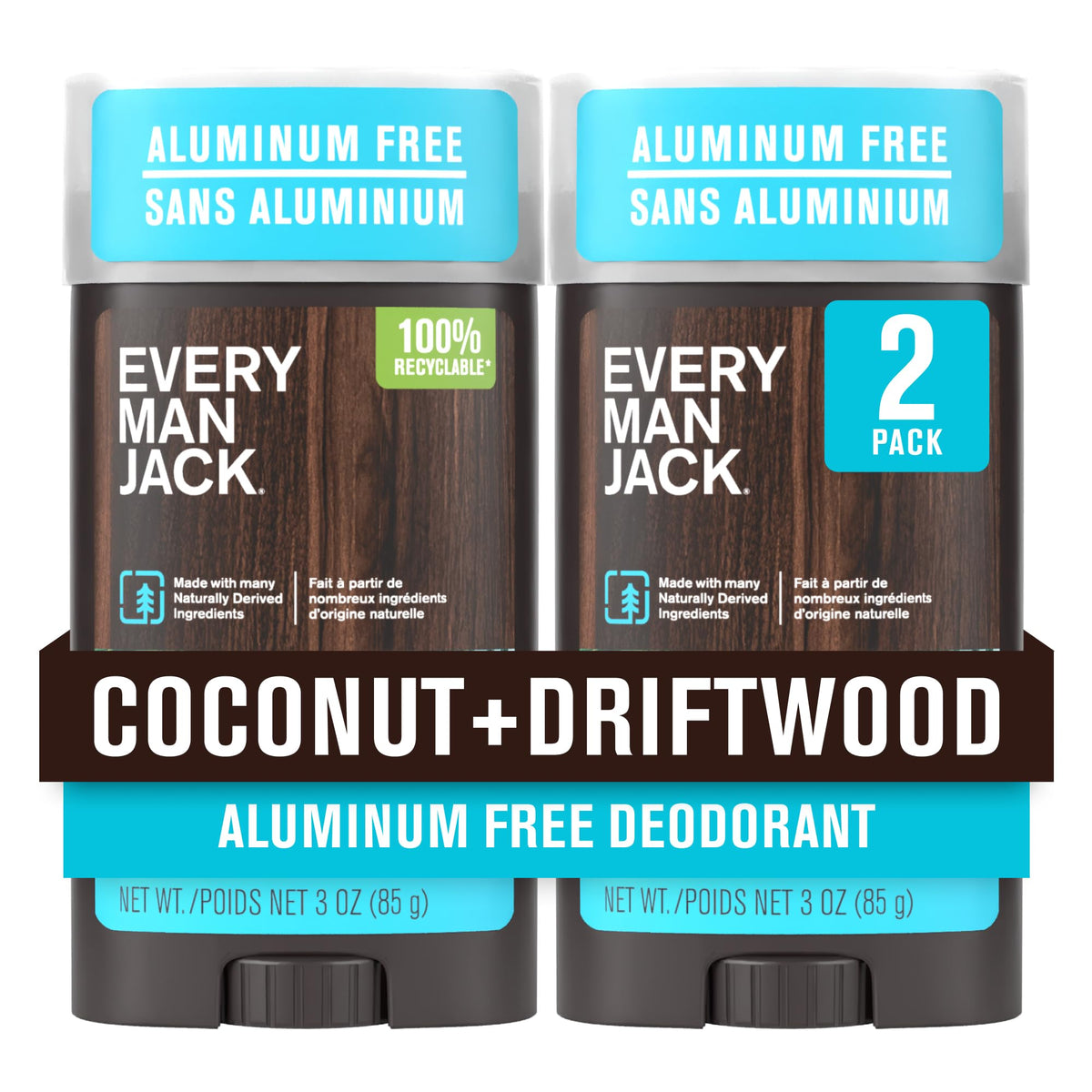 Every Man Jack Coconut Driftwood déodorant bâton – parfum frais et tenue longue
