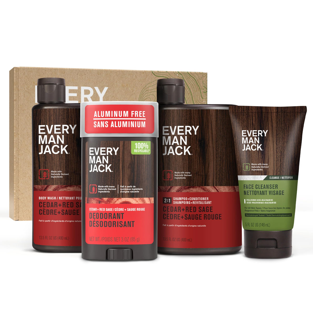 Coffret Every Man Jack Cedar & Red Sage, cadeau pratique pour homme